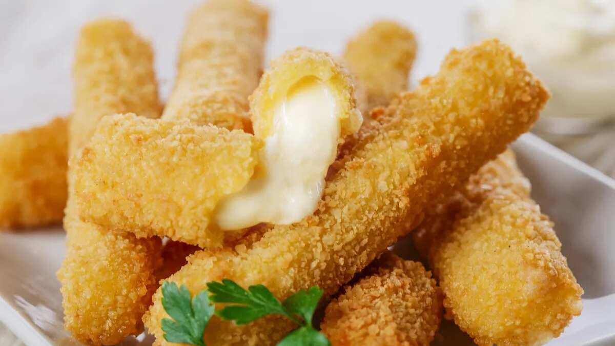 Tandoori Mozzarella Sticks: Crusty Outside, Gooey Inside