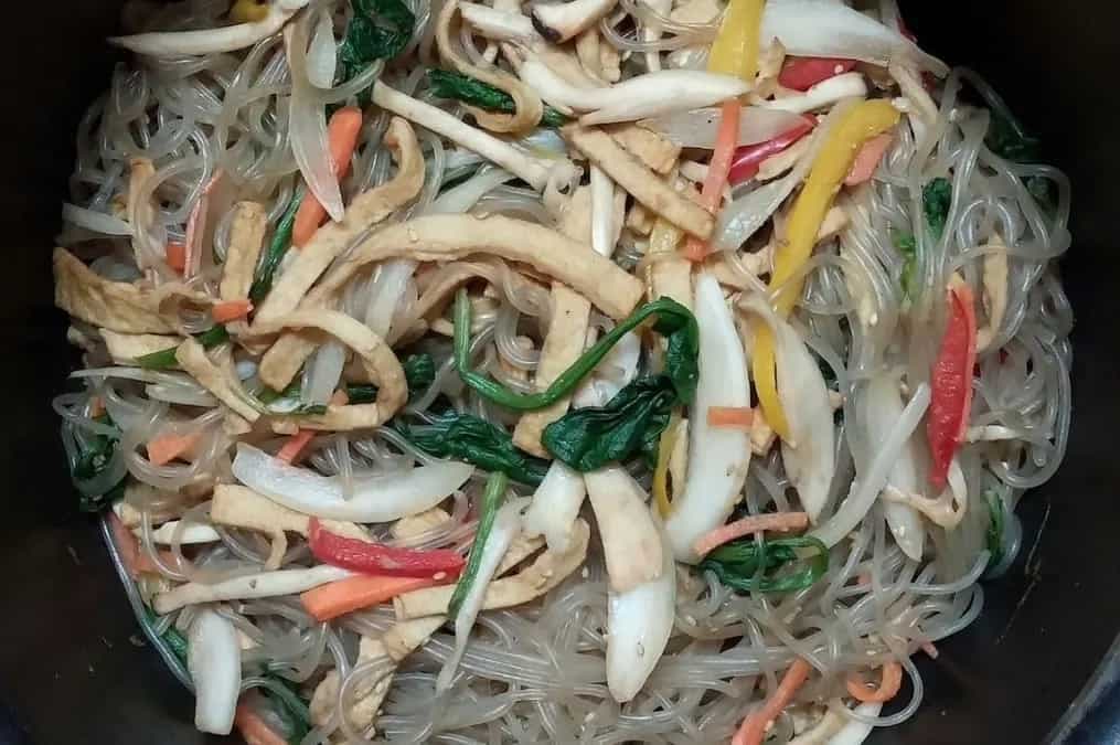 Japchae: A Stir-Fried Glass Noodle Delight With Assorted Veggies